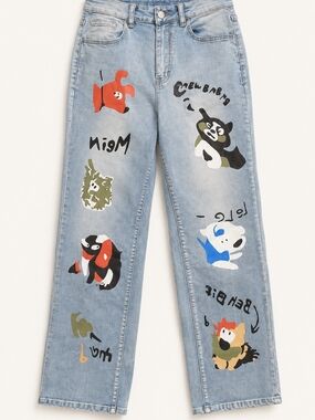 American Bazi 2026 Sample Graffiti-Print Denim Jeans